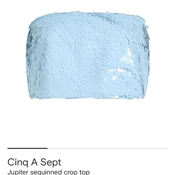 Cinq A Sept Light Blue Sequined Strapless Top - Picture 5 of 5